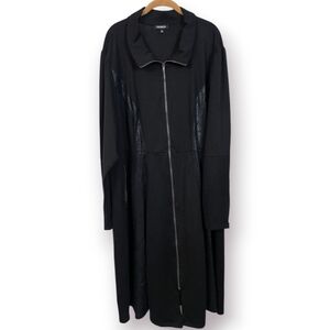 Torrid 4 4X 26 Black Ponte Knit Corset Back Zip Front Long Sleeve Midi Dress